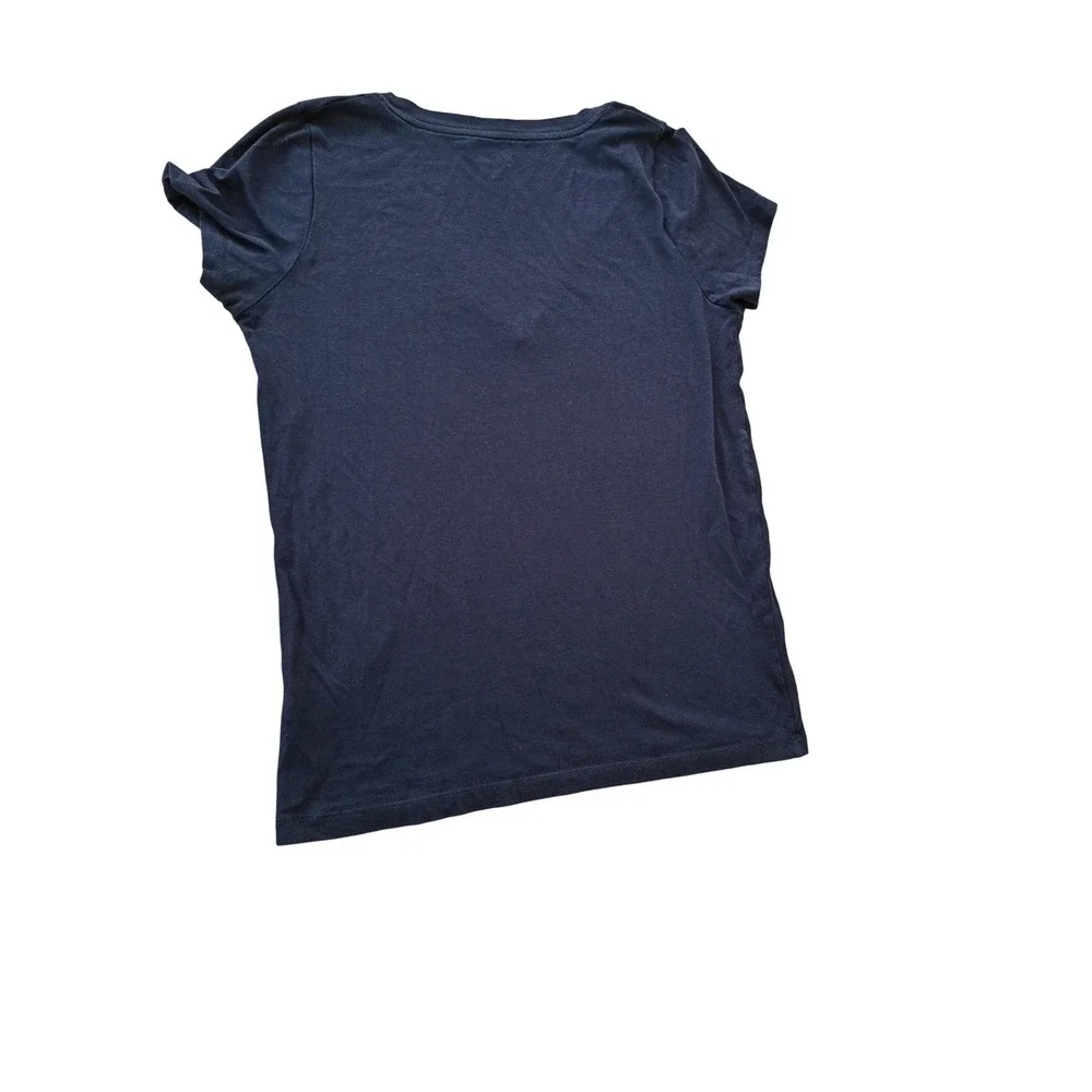 J Crew Navy Blue V Neck Short Sleeve 100% Supima Cotton T Shirt Top XS‎